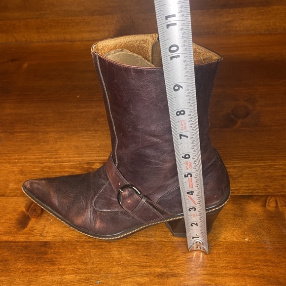 Vintage Desmo 90s classic brown weathered western leather boots bootie size US 7 - Picture 15 of 15